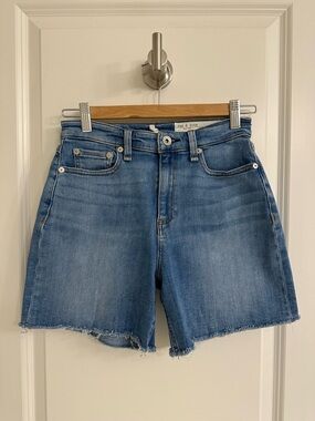 rag & bone Medium Blue High-Rise Cutoff Denim Shorts
